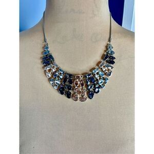 The Pearl & Stone Sparkling Teardrops Silver & Gold Bib Necklace